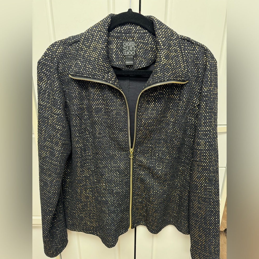Clara Sunwoo jacket.  Black with gold and silver specks
